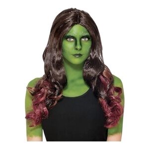 Guardians Of The Galaxy Women Gamora Wig Duo Color Costume Long Length Hair Wig